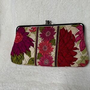 Vera Bradley Hello Dahlia Pattern Double Kiss Lock Frame Clutch Designer